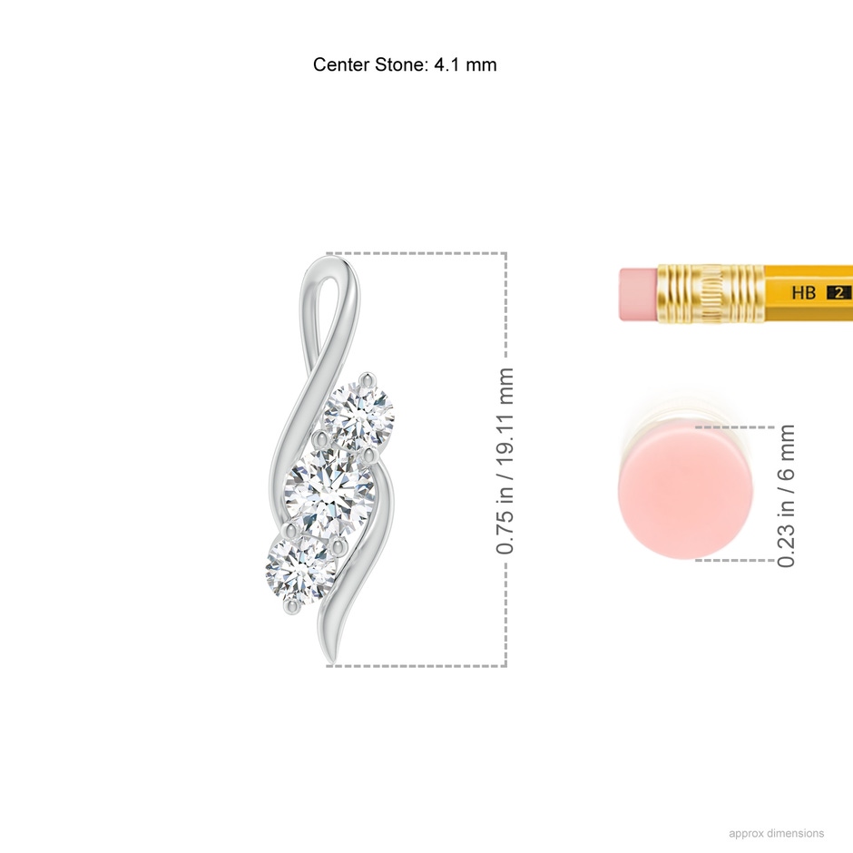 4.1mm GVS2 Diamond Three Stone Pendant with Twisted Bale in White Gold ruler