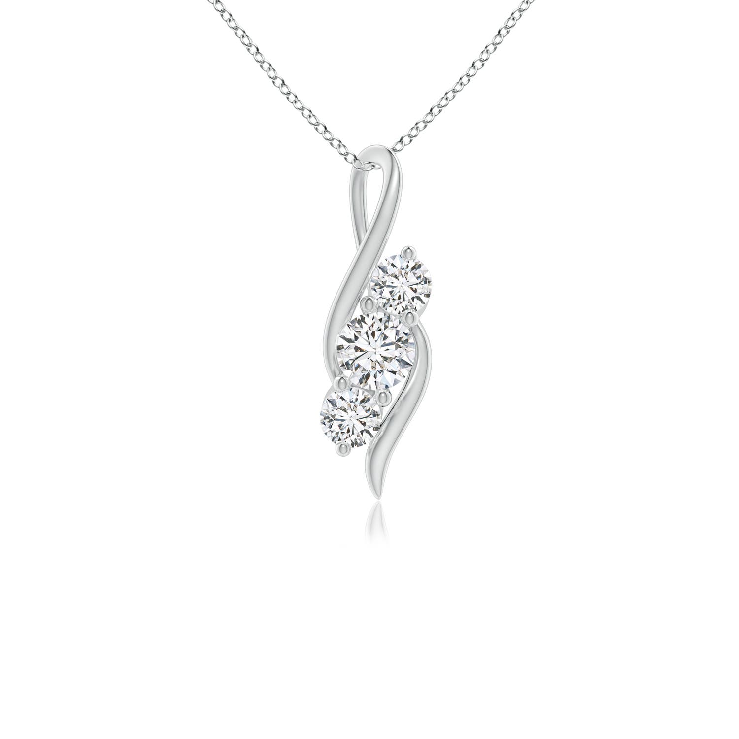 4.1mm HSI2 Diamond Three Stone Pendant with Twisted Bale in 18K White Gold