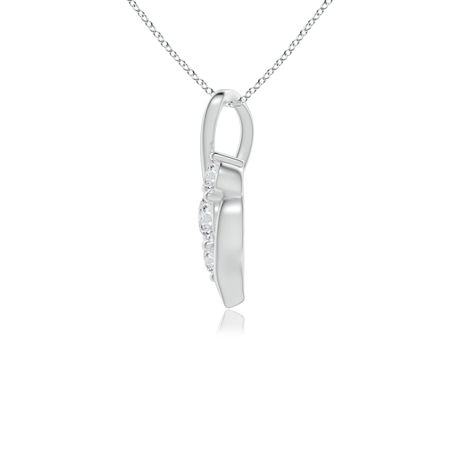 4.1mm HSI2 Diamond Three Stone Pendant with Twisted Bale in 18K White Gold