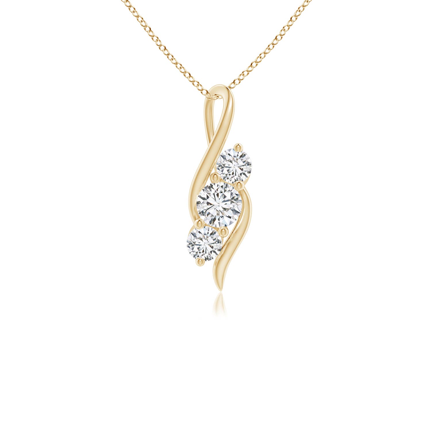 4.1mm HSI2 Diamond Three Stone Pendant with Twisted Bale in 18K Yellow Gold