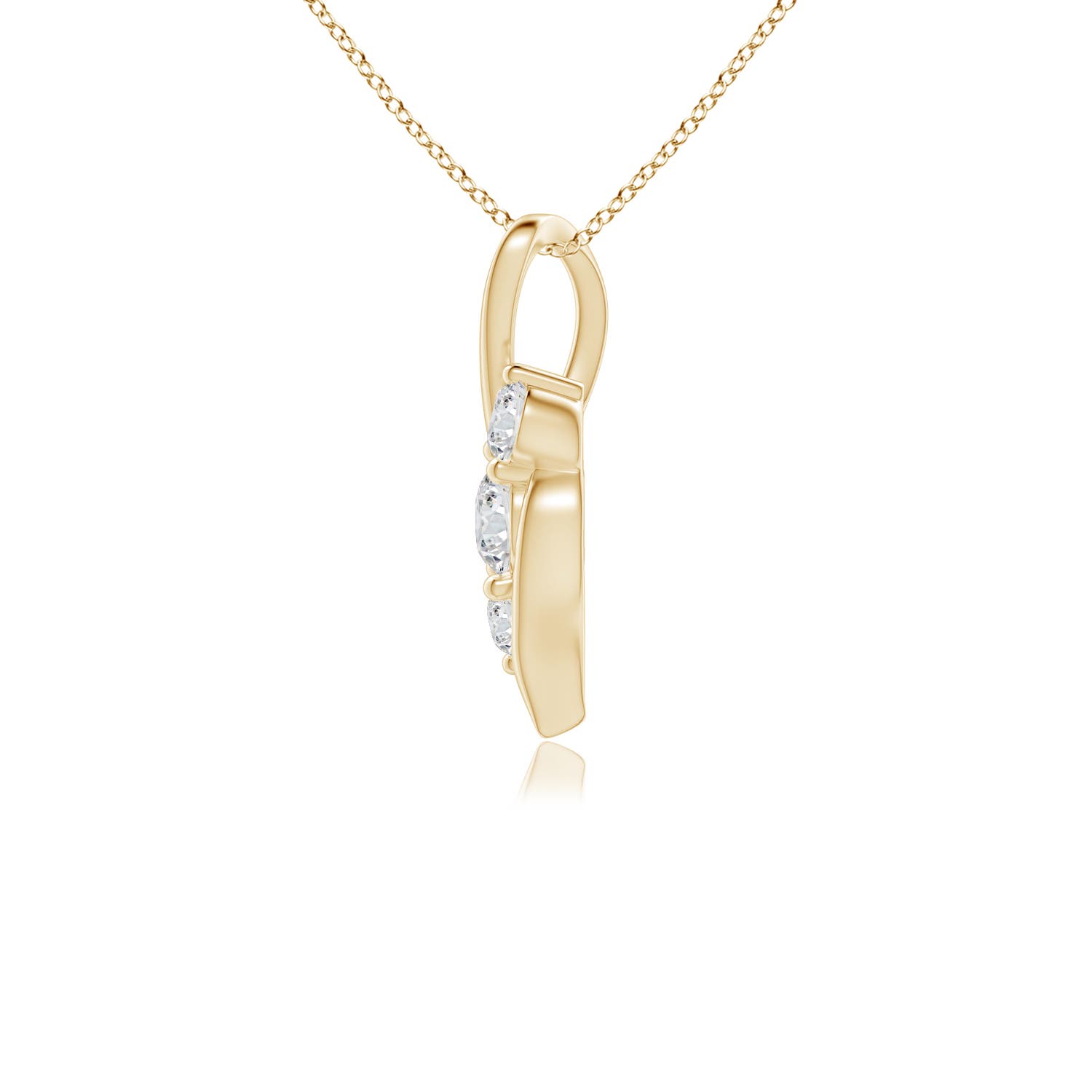 4.1mm HSI2 Diamond Three Stone Pendant with Twisted Bale in 18K Yellow Gold