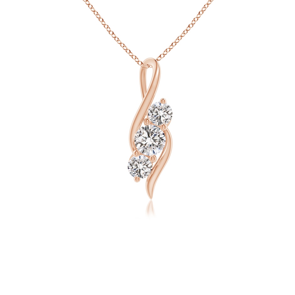4.1mm IJI1I2 Diamond Three Stone Pendant with Twisted Bale in Rose Gold 