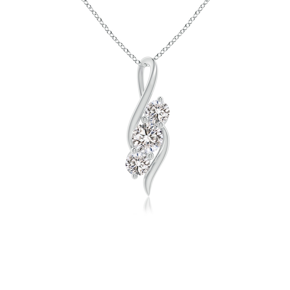 4.1mm IJI1I2 Diamond Three Stone Pendant with Twisted Bale in White Gold 