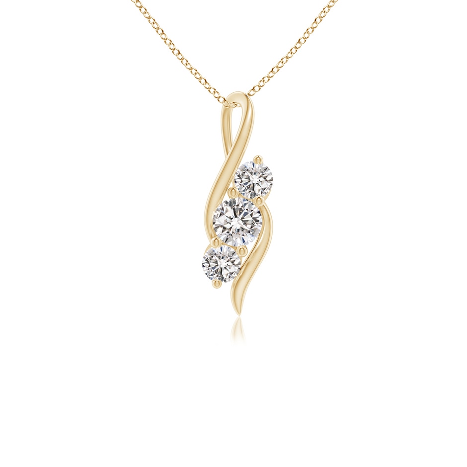 4.1mm IJI1I2 Diamond Three Stone Pendant with Twisted Bale in Yellow Gold 