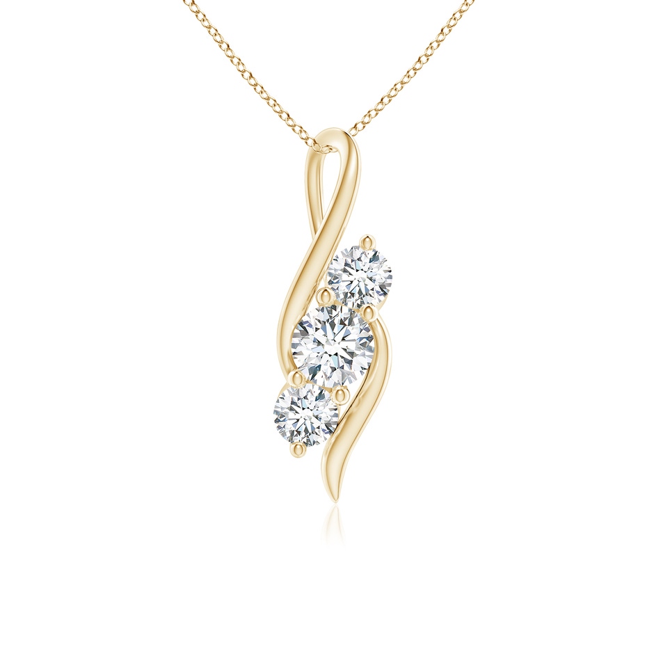 5.1mm GVS2 Diamond Three Stone Pendant with Twisted Bale in Yellow Gold 