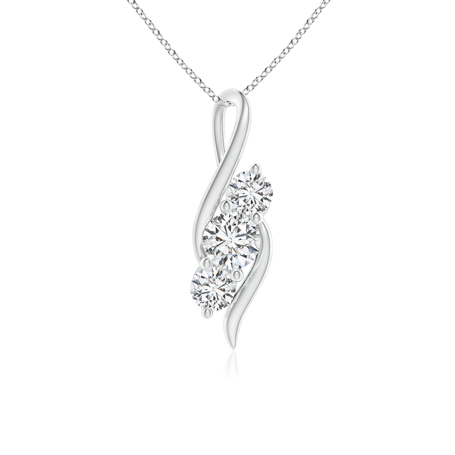 5.1mm HSI2 Diamond Three Stone Pendant with Twisted Bale in 18K White Gold
