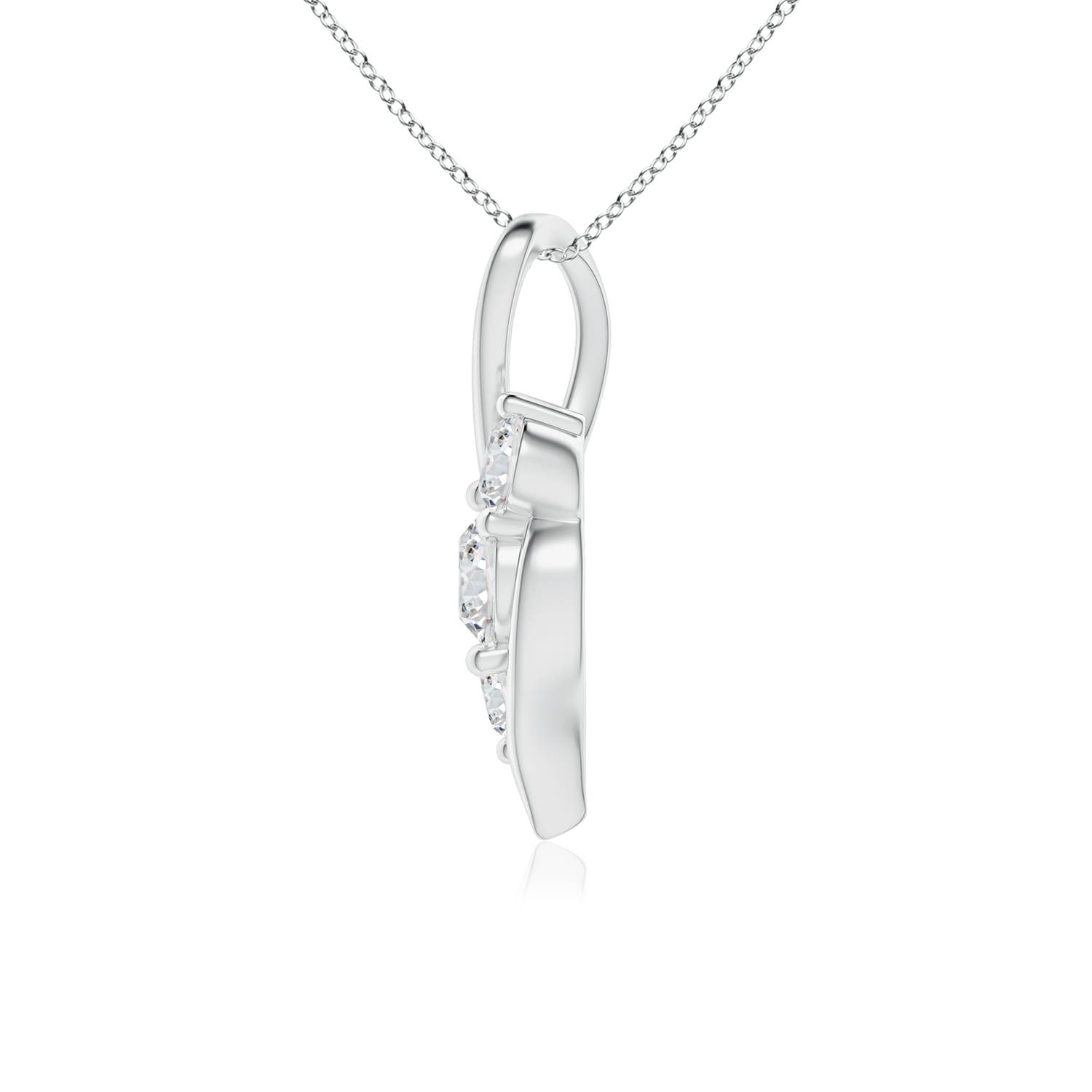 5.1mm HSI2 Diamond Three Stone Pendant with Twisted Bale in 18K White Gold