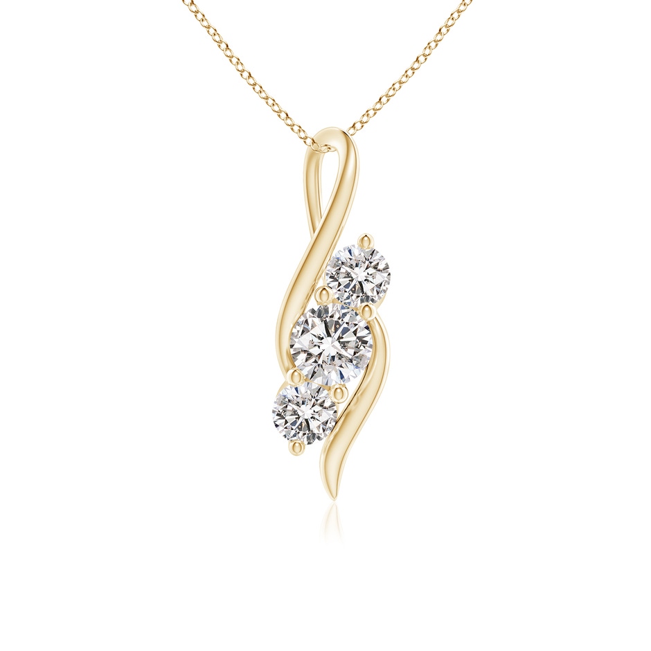 5.1mm IJI1I2 Diamond Three Stone Pendant with Twisted Bale in Yellow Gold 