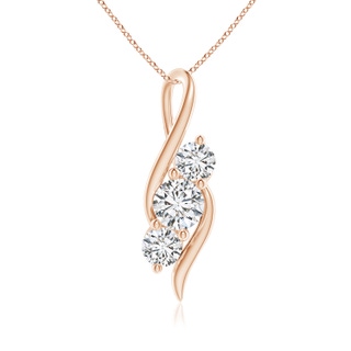 5.9mm HSI2 Diamond Three Stone Pendant with Twisted Bale in 18K Rose Gold