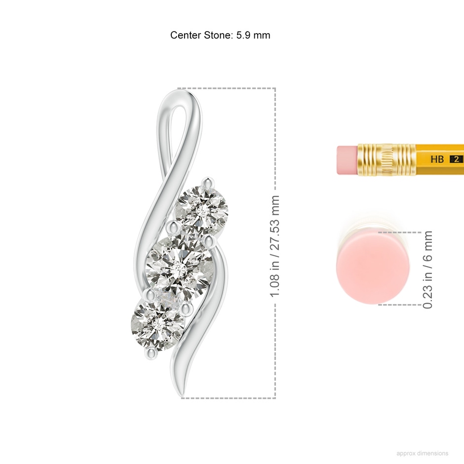 5.9mm KI3 Diamond Three Stone Pendant with Twisted Bale in White Gold ruler