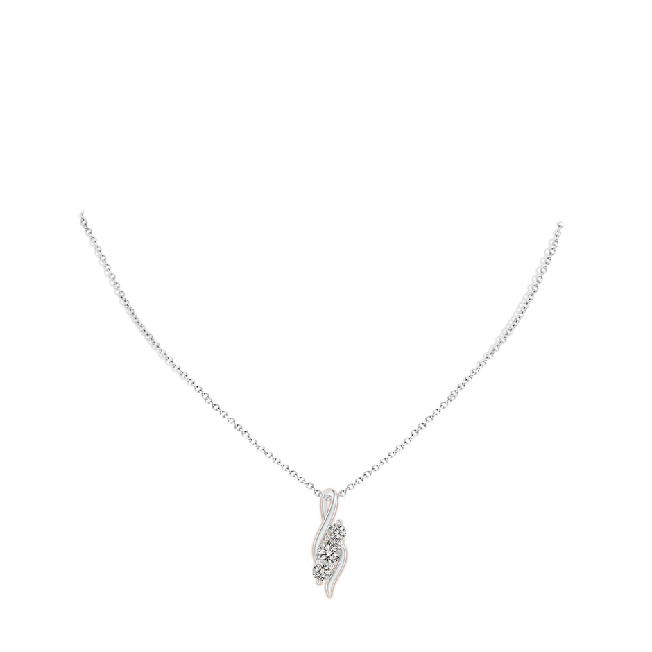 5.9mm KI3 Diamond Three Stone Pendant with Twisted Bale in White Gold pen