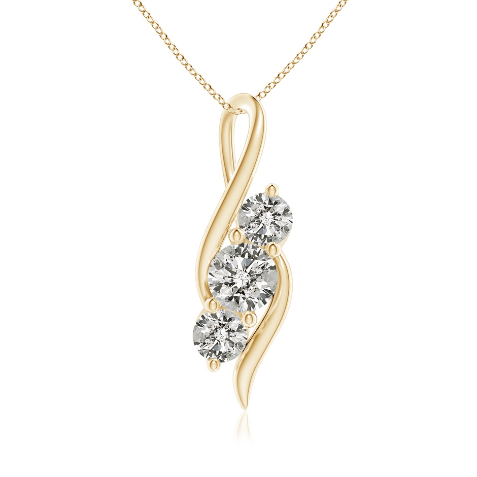 5.9mm KI3 Diamond Three Stone Pendant with Twisted Bale in Yellow Gold 