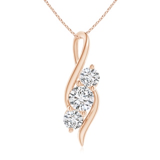 6.4mm HSI2 Diamond Three Stone Pendant with Twisted Bale in 18K Rose Gold