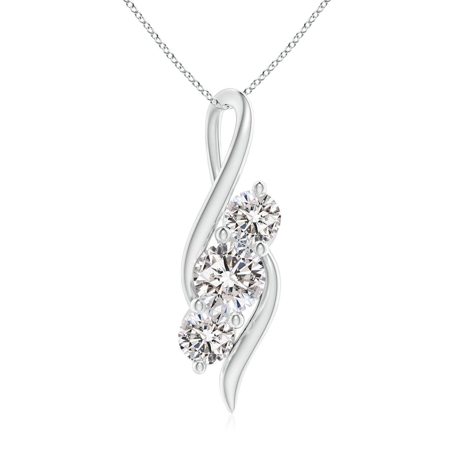6.4mm IJI1I2 Diamond Three Stone Pendant with Twisted Bale in 18CT White Gold