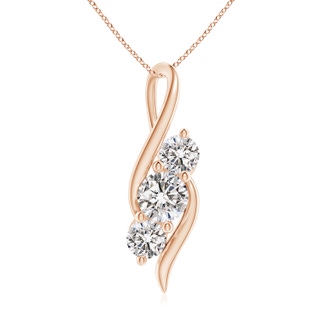 6.4mm IJI1I2 Diamond Three Stone Pendant with Twisted Bale in Rose Gold