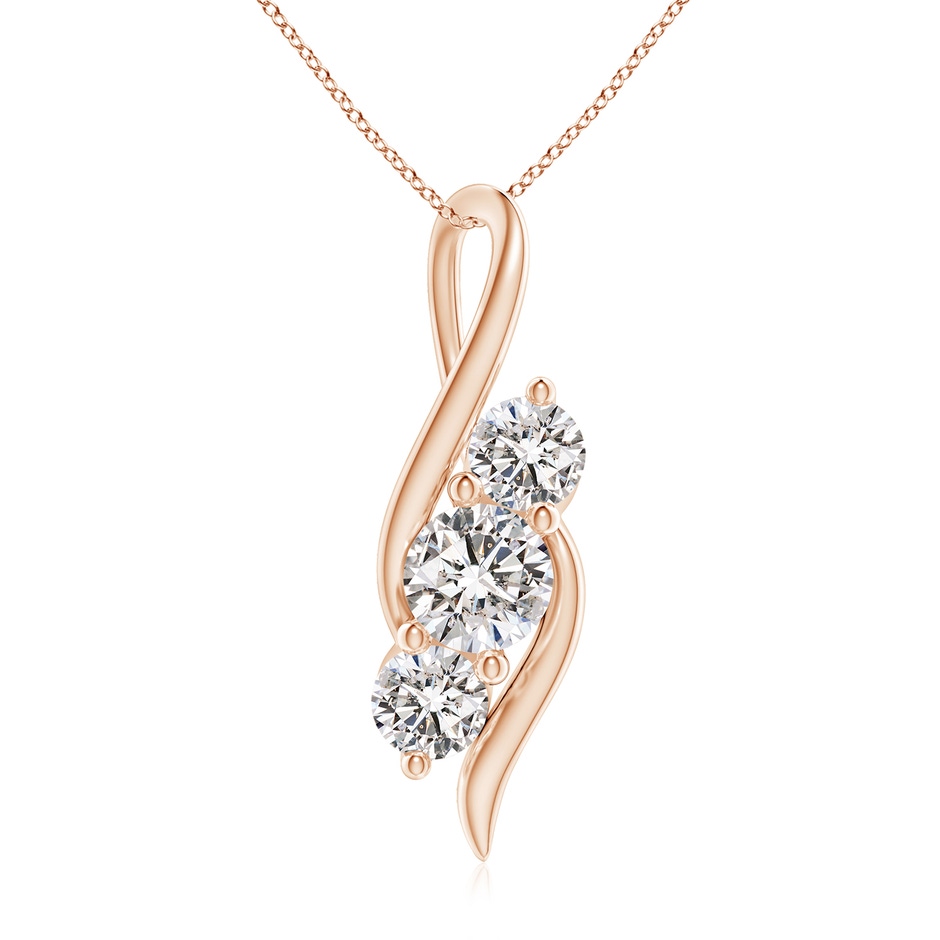 6.4mm IJI1I2 Diamond Three Stone Pendant with Twisted Bale in Rose Gold 