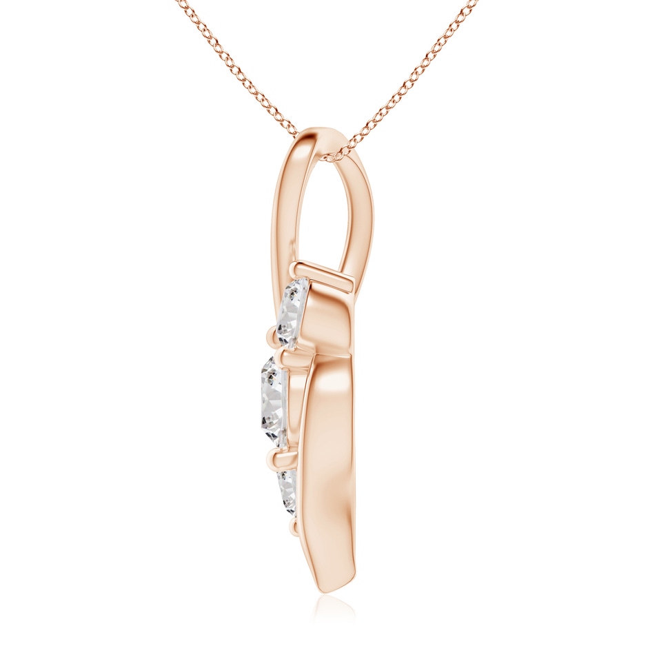 6.4mm IJI1I2 Diamond Three Stone Pendant with Twisted Bale in Rose Gold side 199