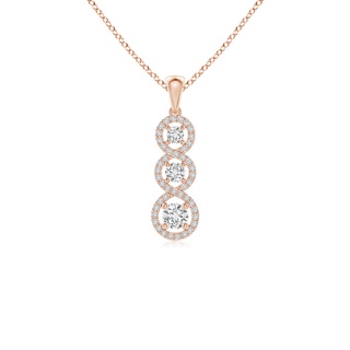 3.7mm HSI2 Three Stone Graduated Diamond Floating Halo Infinity Pendant in Rose Gold