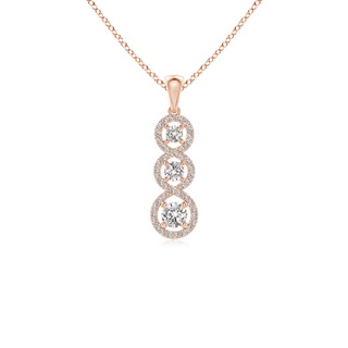 3.7mm IJI1I2 Three Stone Graduated Diamond Floating Halo Infinity Pendant in Rose Gold