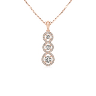 3.7mm KI3 Three Stone Graduated Diamond Floating Halo Infinity Pendant in Rose Gold