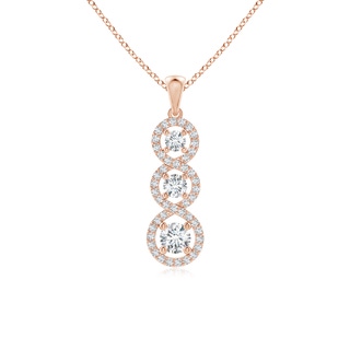 4.2mm GVS2 Three Stone Graduated Diamond Floating Halo Infinity Pendant in Rose Gold