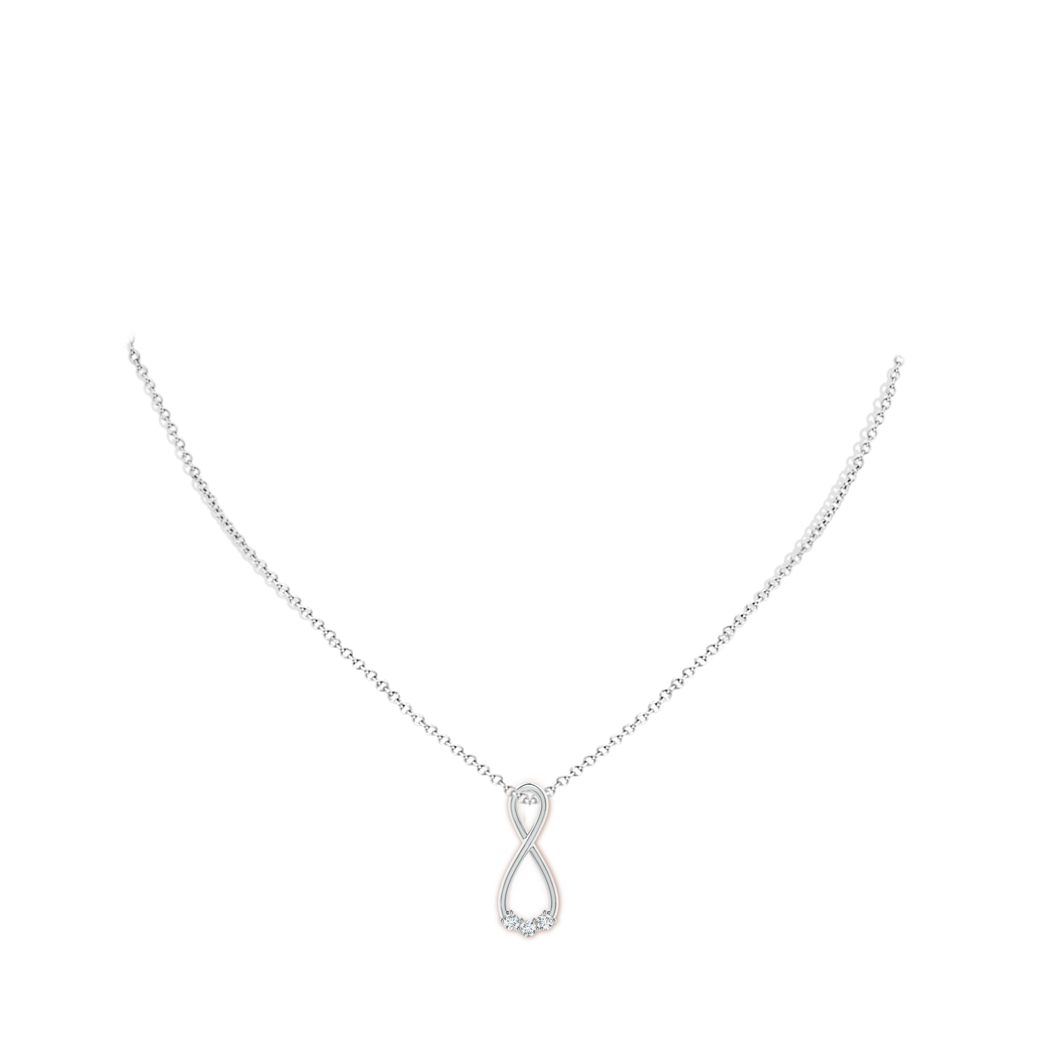 2.4mm GVS2 Three Stone Diamond Infinity Loop Pendant in P950 Platinum - body_neck