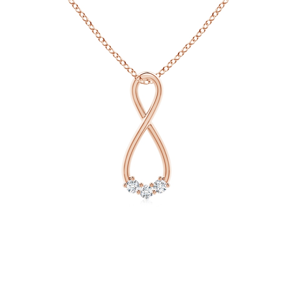 2.4mm GVS2 Three Stone Diamond Infinity Loop Pendant in Rose Gold 