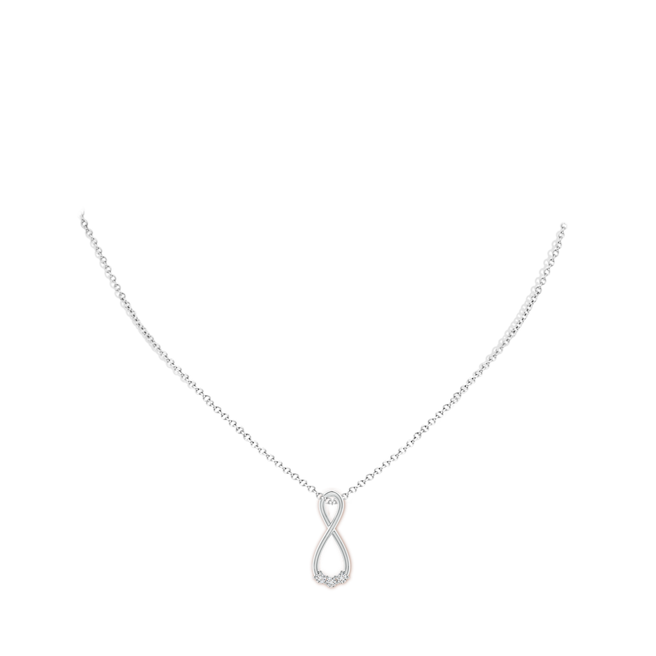 2.4mm HSI2 Three Stone Diamond Infinity Loop Pendant in White Gold body-neck