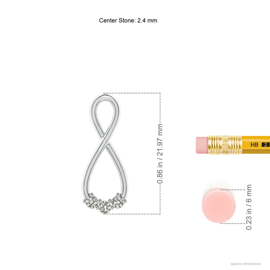 2.4mm KI3 Three Stone Diamond Infinity Loop Pendant in P950 Platinum ruler