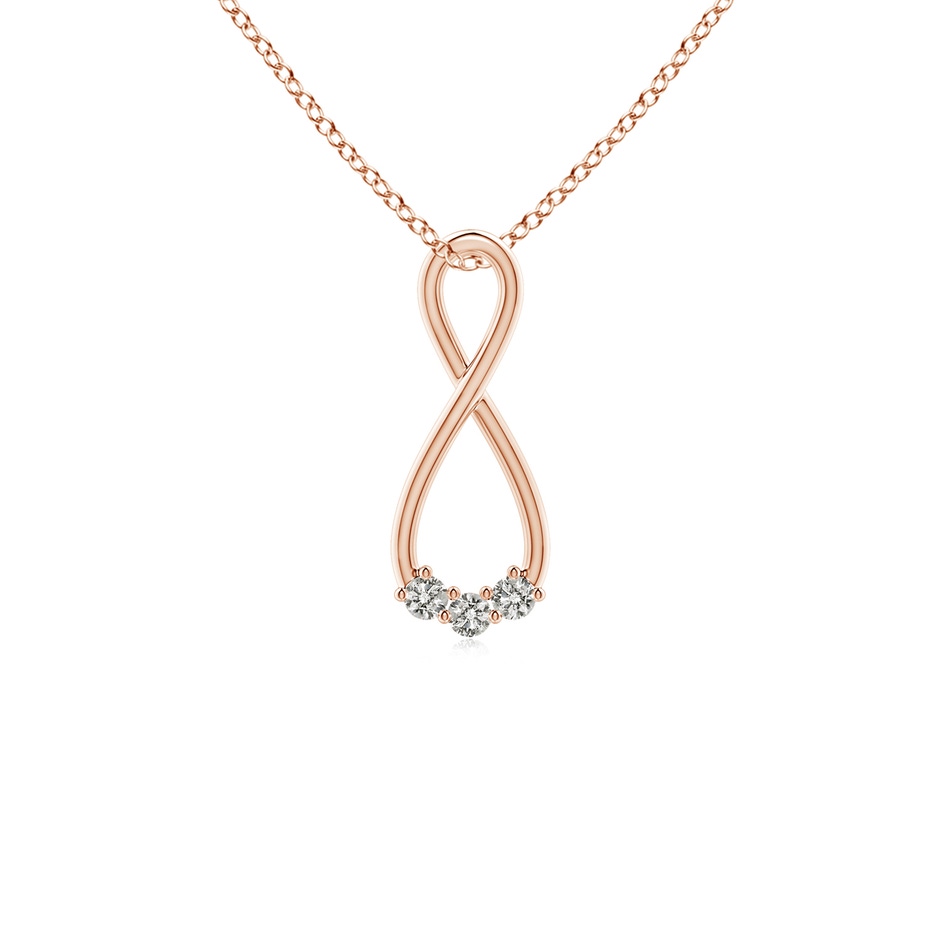 2.4mm KI3 Three Stone Diamond Infinity Loop Pendant in Rose Gold 