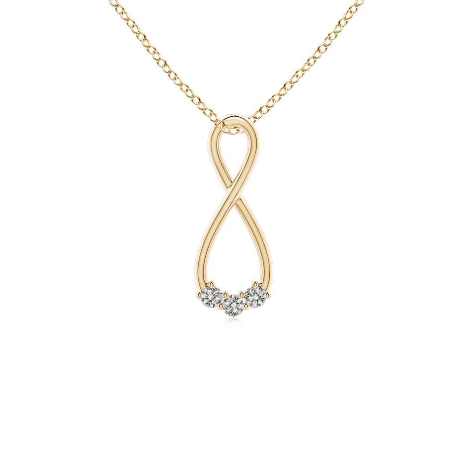 2.4mm KI3 Three Stone Diamond Infinity Loop Pendant in Yellow Gold 