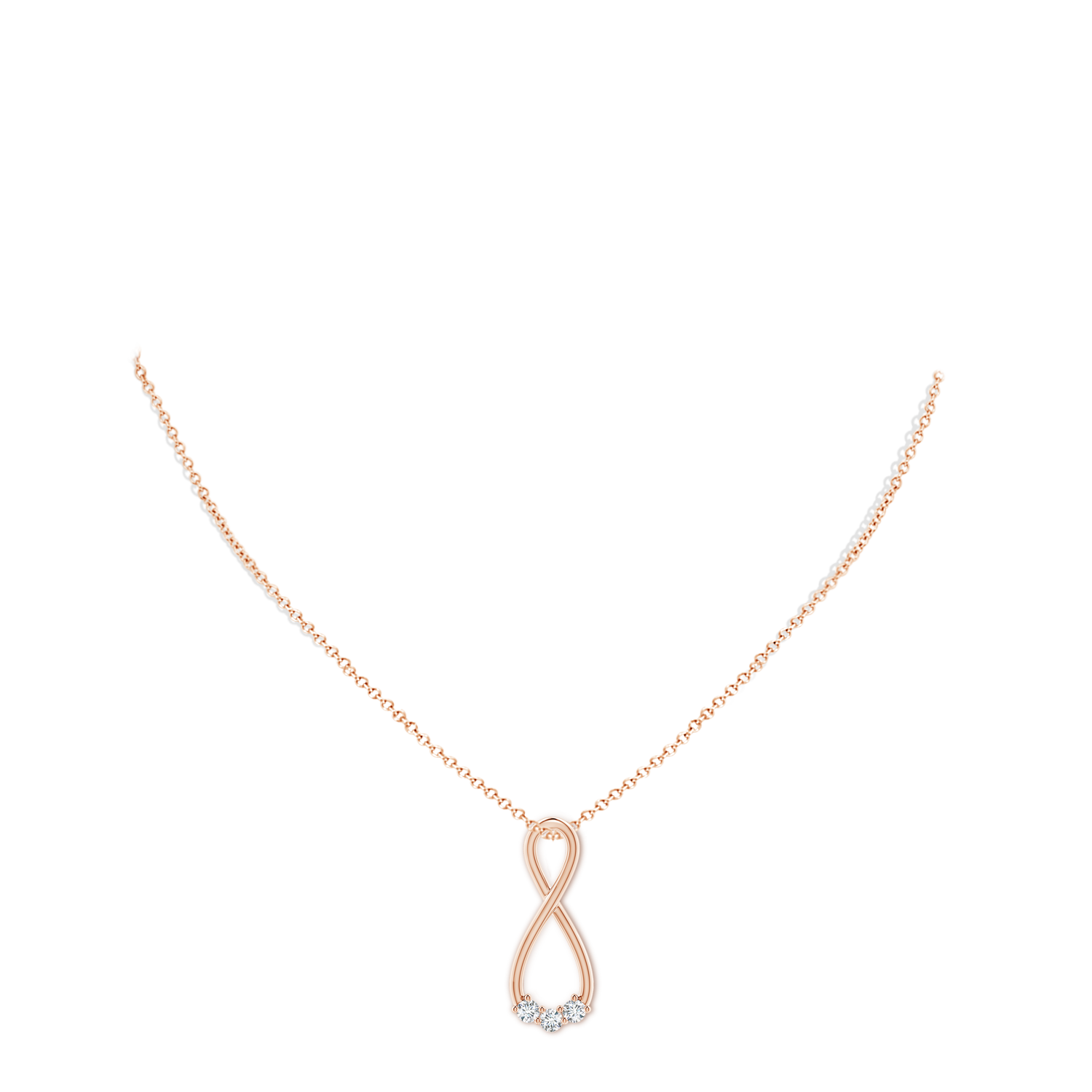 0.95mm GVS2 Pave-Set Diamond Infinity Swirl Pendant in Rose Gold