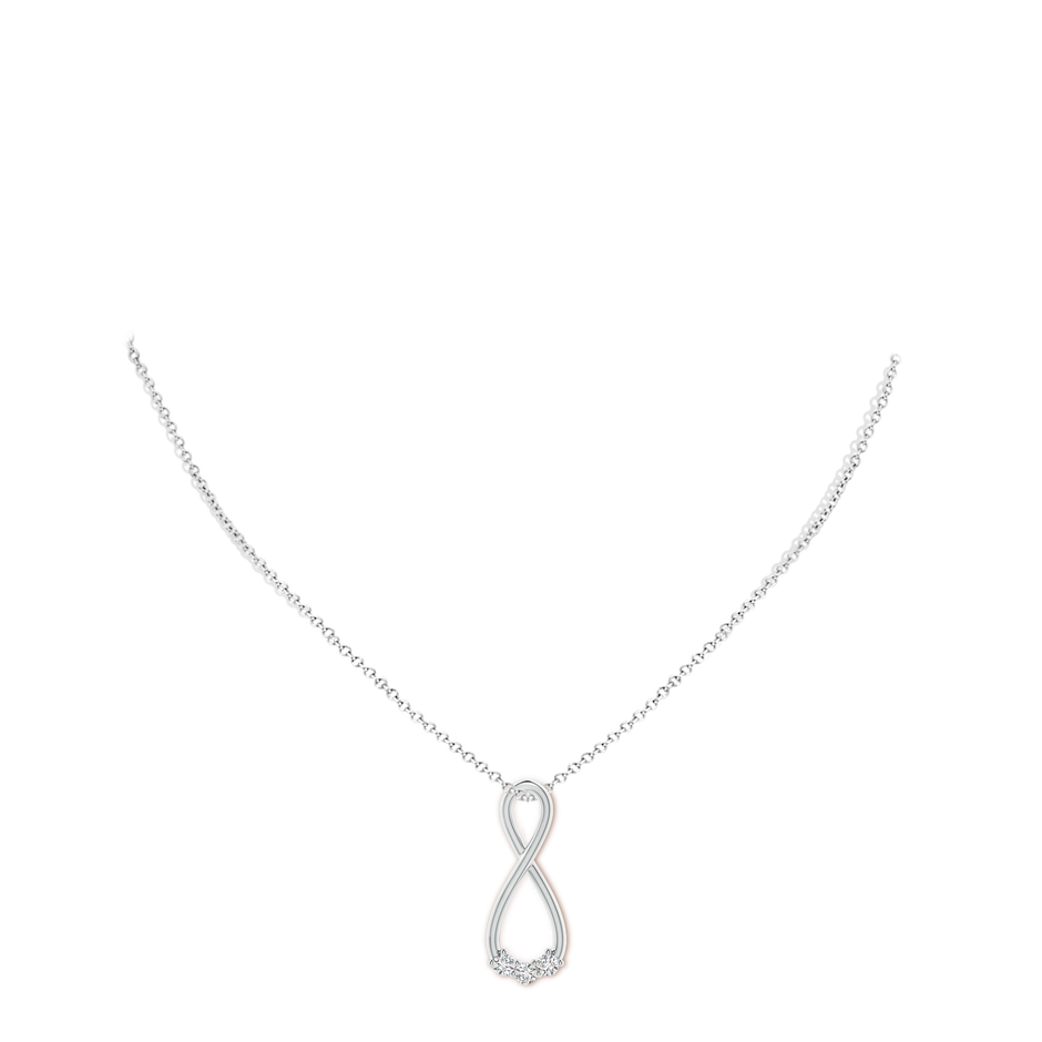 3.2mm HSI2 Three Stone Diamond Infinity Loop Pendant in P950 Platinum body-neck
