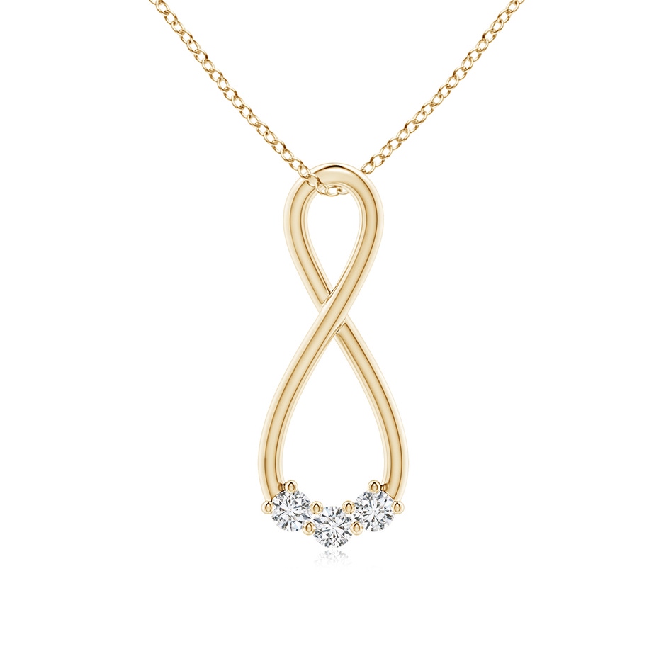 3.2mm HSI2 Three Stone Diamond Infinity Loop Pendant in Yellow Gold 