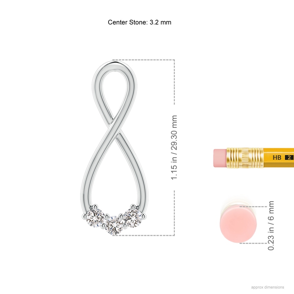 3.2mm IJI1I2 Three Stone Diamond Infinity Loop Pendant in P950 Platinum ruler