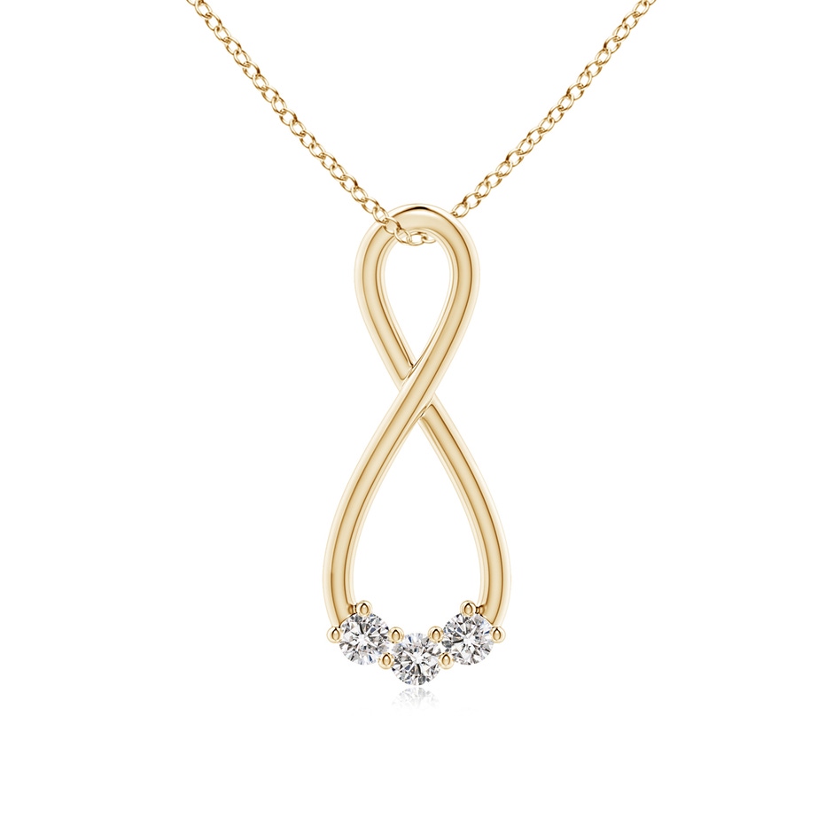 3.2mm IJI1I2 Three Stone Diamond Infinity Loop Pendant in Yellow Gold 