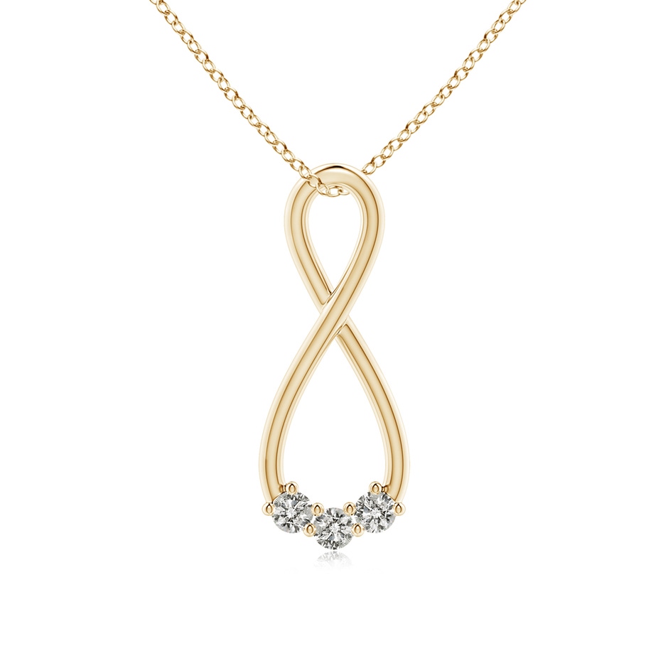 3.2mm KI3 Three Stone Diamond Infinity Loop Pendant in Yellow Gold 