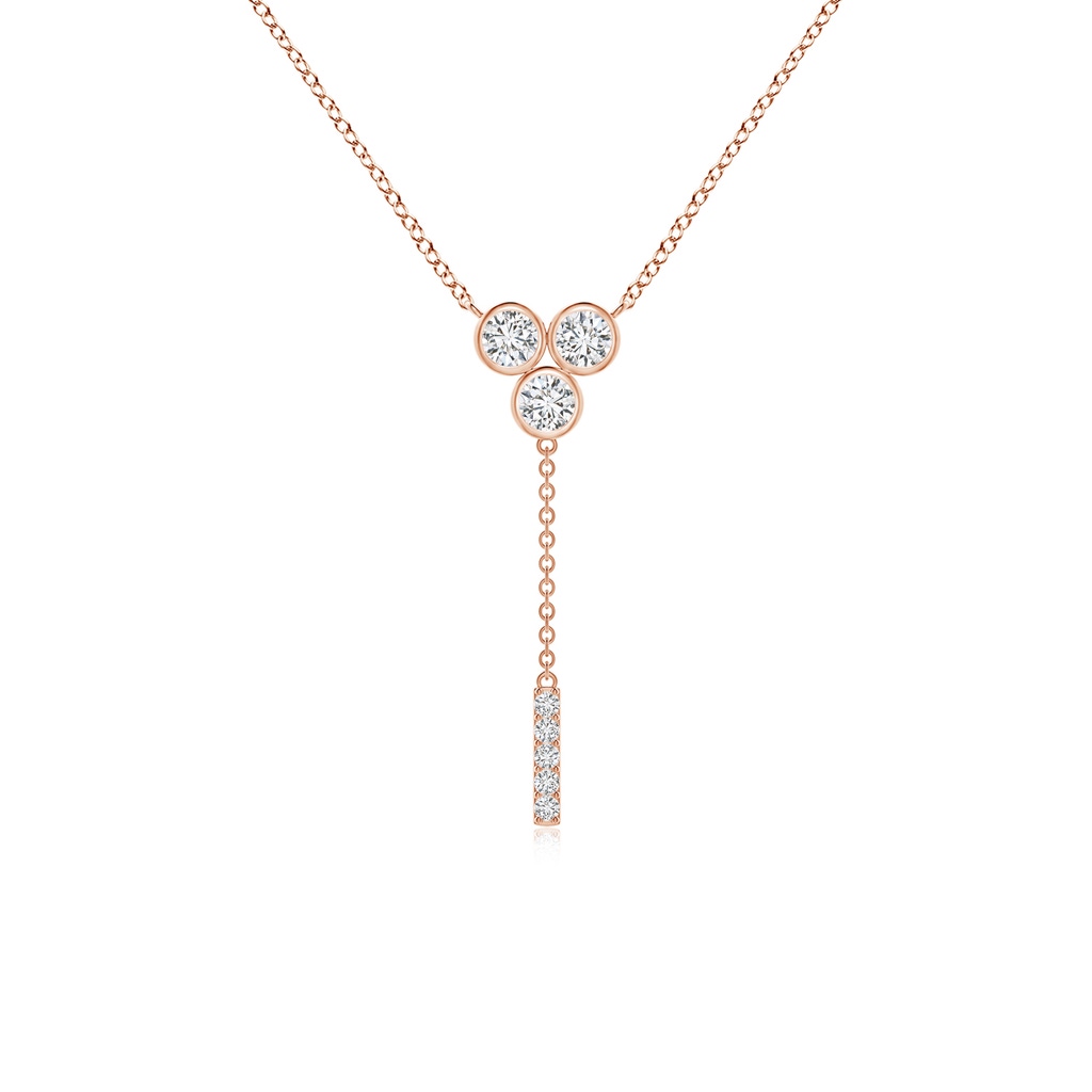3.4mm HSI2 Bezel-Set Trio Diamond Lariat Necklace in Rose Gold 
