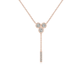 3.4mm KI3 Bezel-Set Trio Diamond Lariat Necklace in Rose Gold