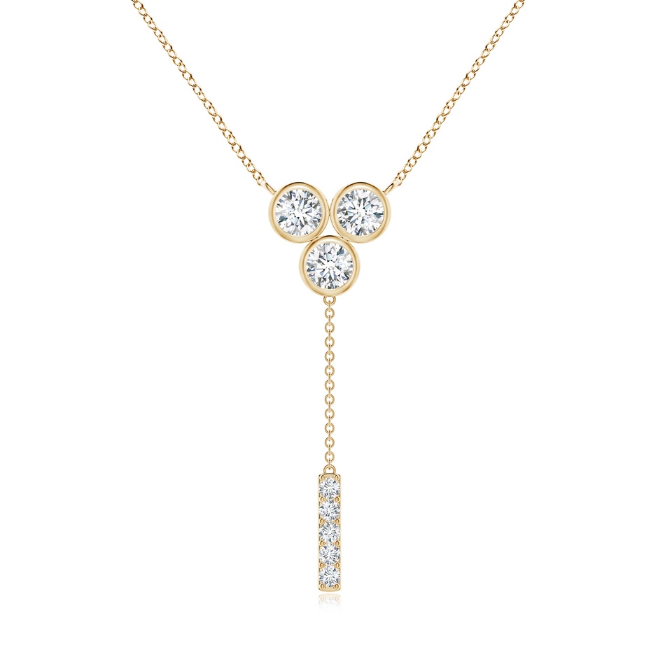 4.7mm GVS2 Bezel-Set Trio Diamond Lariat Necklace in Yellow Gold 