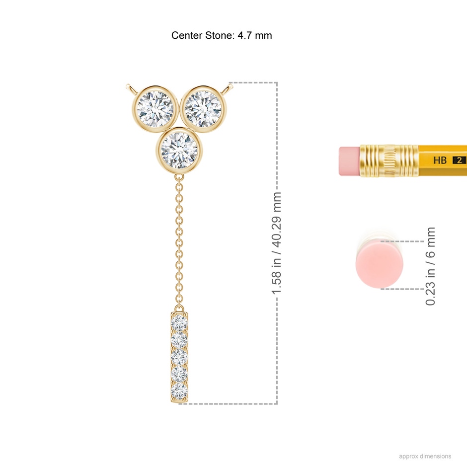 4.7mm GVS2 Bezel-Set Trio Diamond Lariat Necklace in Yellow Gold ruler