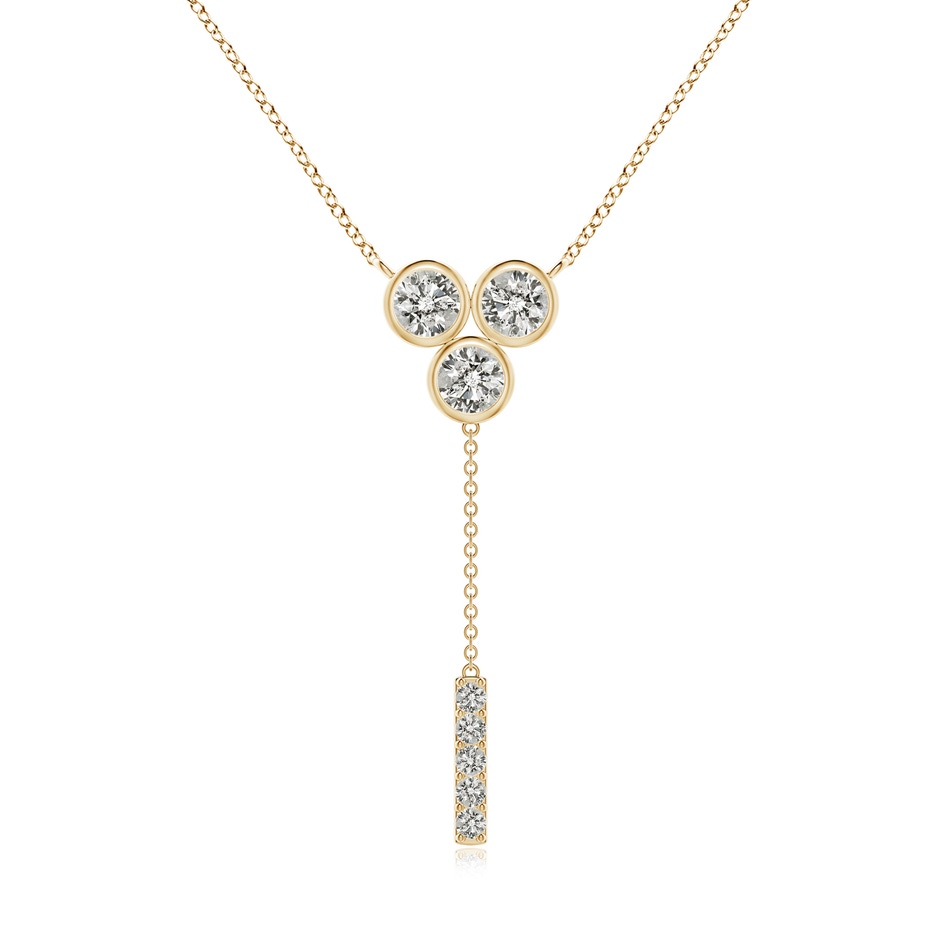 4.7mm KI3 Bezel-Set Trio Diamond Lariat Necklace in Yellow Gold 