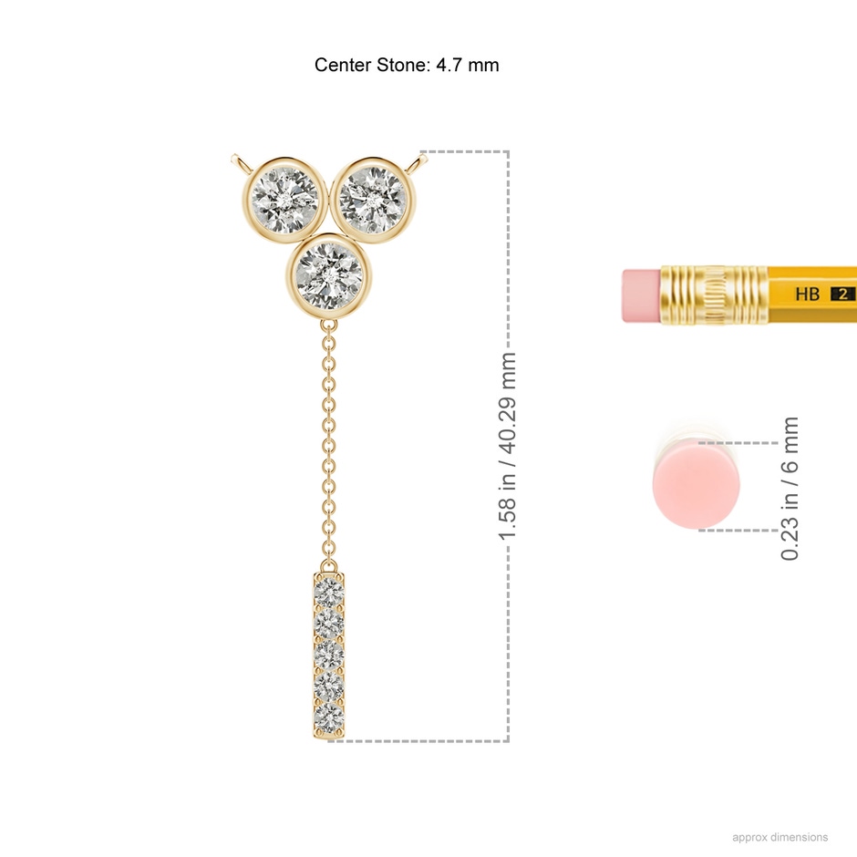4.7mm KI3 Bezel-Set Trio Diamond Lariat Necklace in Yellow Gold ruler