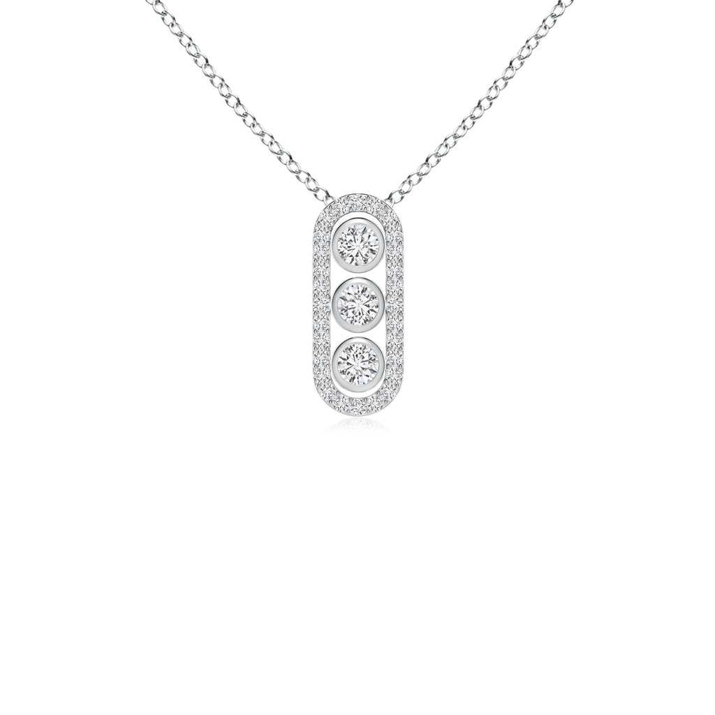 2.2mm HSI2 Three Stone Round Diamond Oval Halo Pendant in White Gold