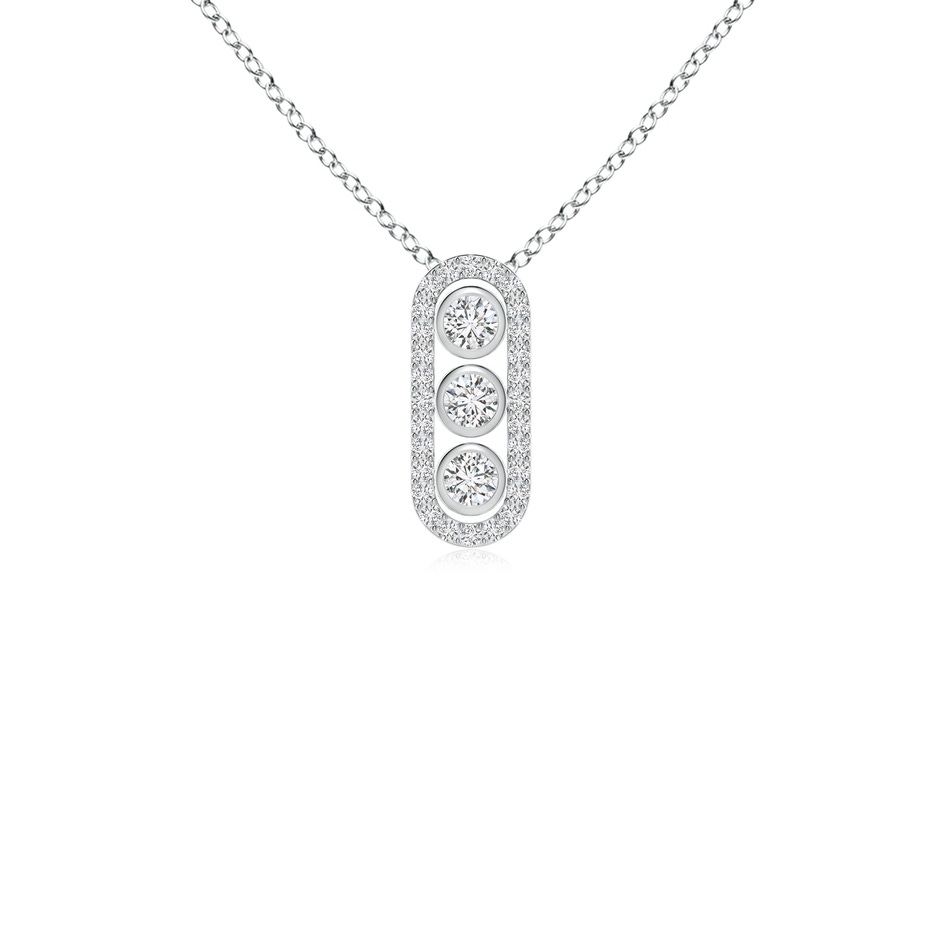 2.2mm HSI2 Three Stone Round Diamond Oval Halo Pendant in White Gold 