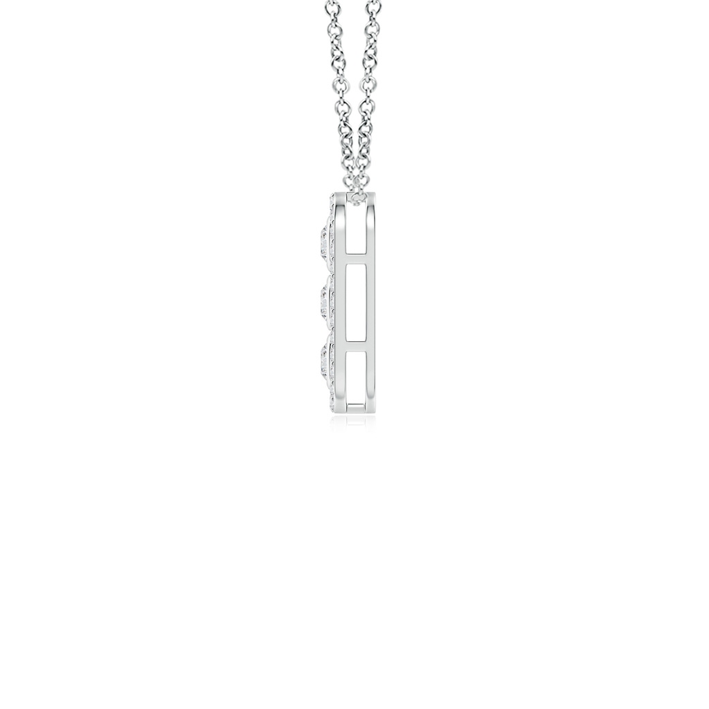 2.2mm HSI2 Three Stone Round Diamond Oval Halo Pendant in White Gold - side_1