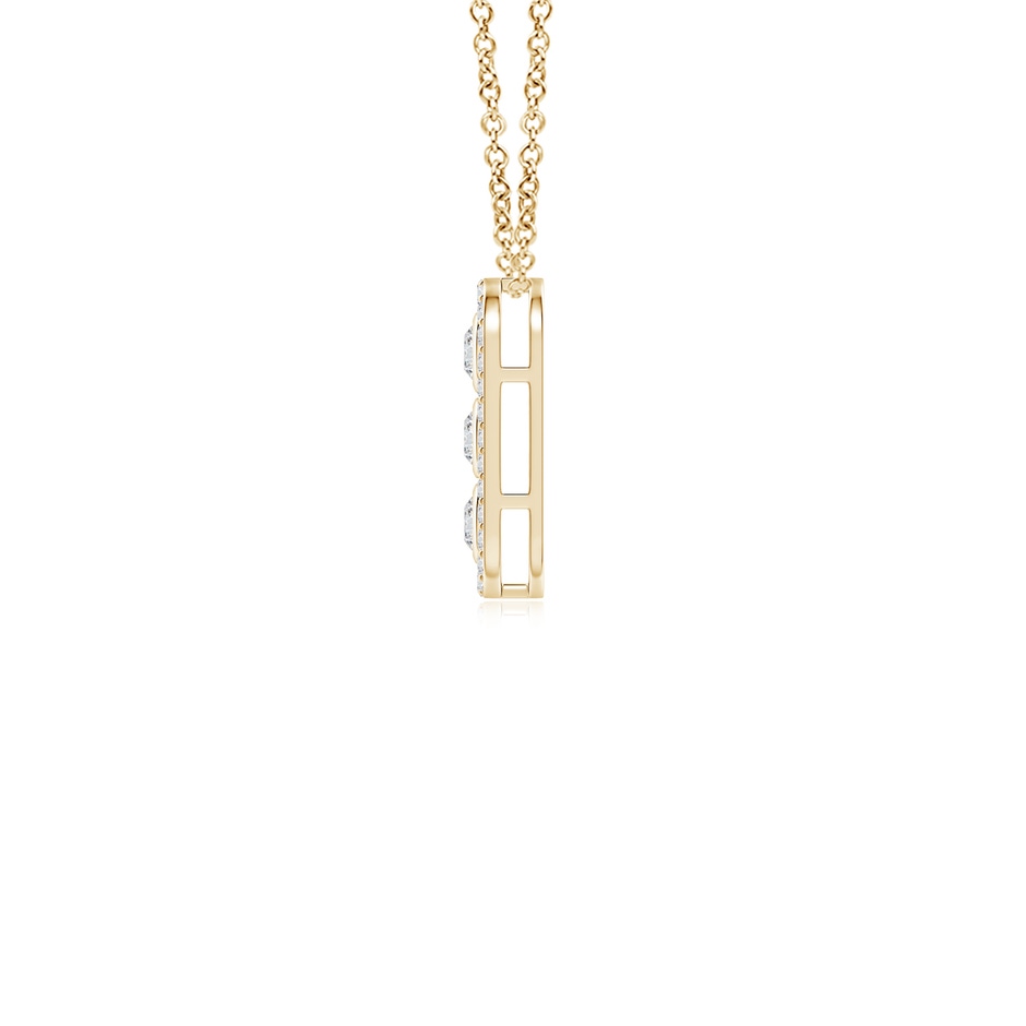 2.2mm HSI2 Three Stone Round Diamond Oval Halo Pendant in Yellow Gold side-1