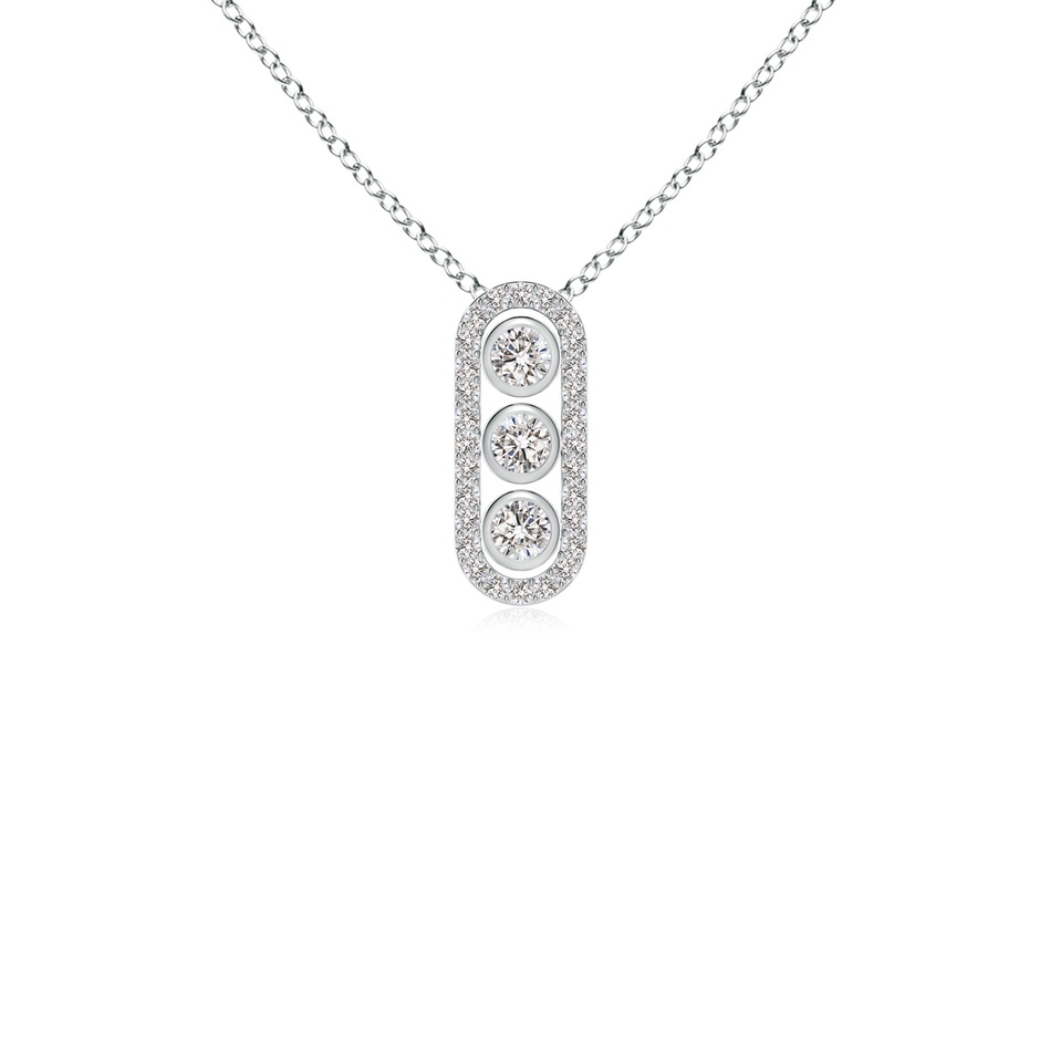 2.2mm IJI1I2 Three Stone Round Diamond Oval Halo Pendant in White Gold 