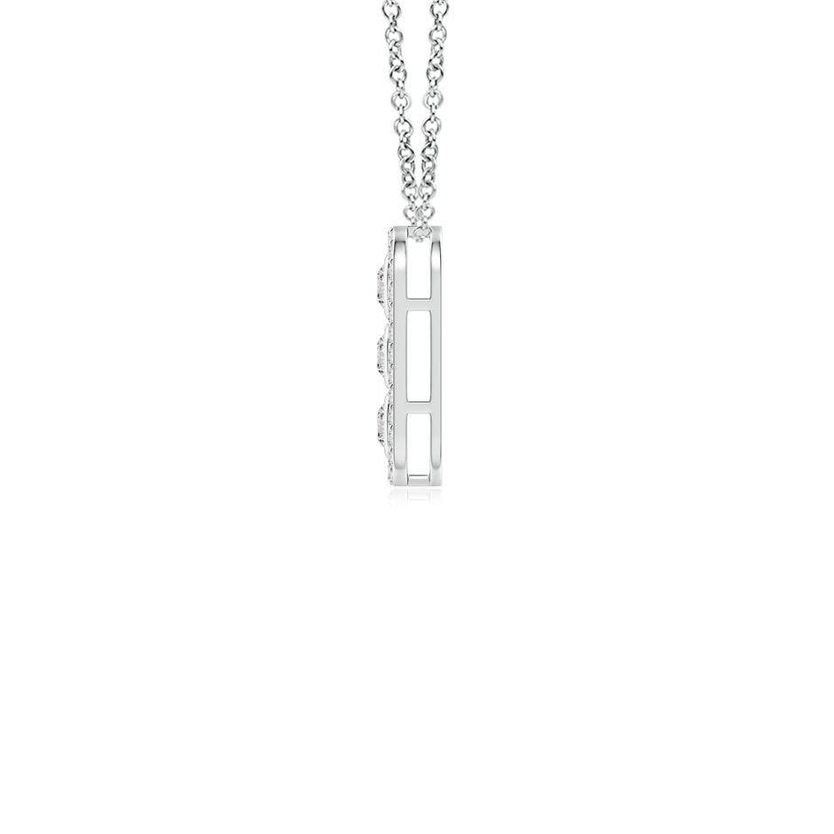 2.2mm IJI1I2 Three Stone Round Diamond Oval Halo Pendant in White Gold side-1