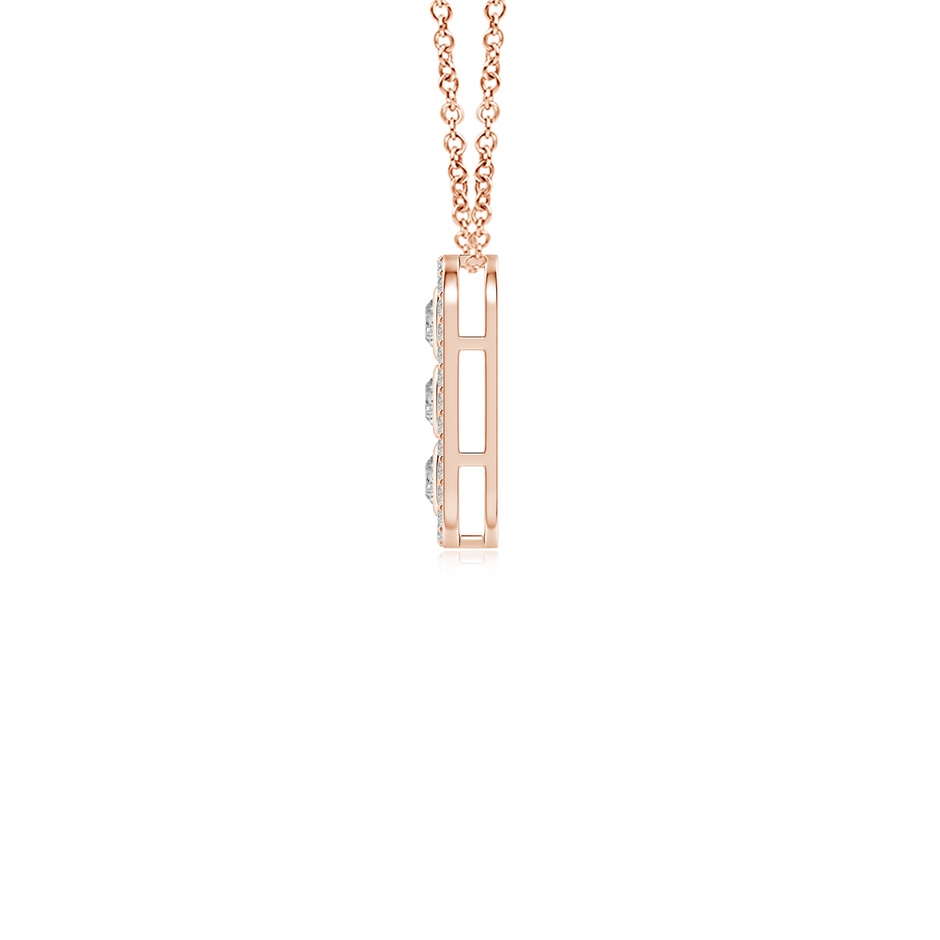 2.2mm KI3 Three Stone Round Diamond Oval Halo Pendant in Rose Gold side-1